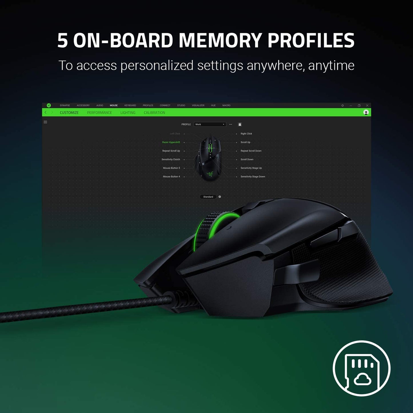 Razer Basilisk V2 Wired Gaming Mouse - 20,000 DPI Optical Sensor, High-Speed Switch, Chroma RGB Lighting, 11 Programmable Buttons, Classic Black