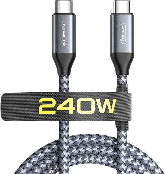 JSAUX 240W USB-C to USB-C Cable, 10FT, 5A Fast Charging Cord Compatible with iPhone 16 Series, MacBook Pro/Air M2/M3, iPad Pro/Air/Mini 6, and Samsung Galaxy S Series