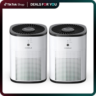 CHIVALZ 2-Pack Portable HEPA Air Purifiers for Home and Bedroom, Designed for Allergy Relief from Pets, Viruses, and Dust with 360° Air Intake System and Sleep Mode