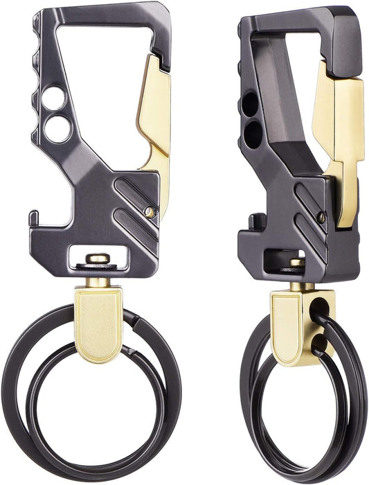 2-Pack Car Keychain Bottle Openers for Men and Women (Gunmetal and Gold)