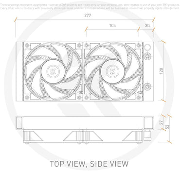 EK AIO Basic 240mm All-In-One Liquid CPU Cooler with EK-Vardar High-Performance PWM Fans, Compatible with Intel 115X/1200/2066 and AMD AM4