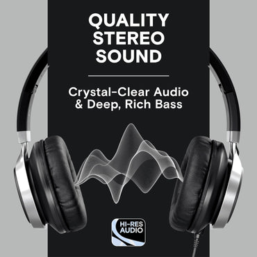 ARTIX CL750 Wired On-Ear Headphones with Microphone and Volume Control - Noise-Isolating, Foldable Design for Computer and Laptop Use, 3.5mm Aux Jack