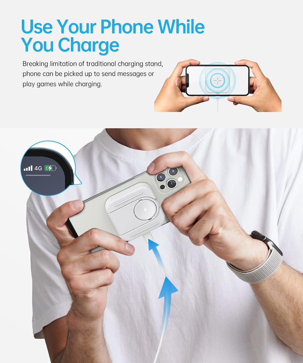 Murcia 2-in-1 Magnetic Wireless Charger and Folding Dual Fast Charging Station for iPhone 13/12 Series and Apple Watch SE/7/6/5/4/3/2/1