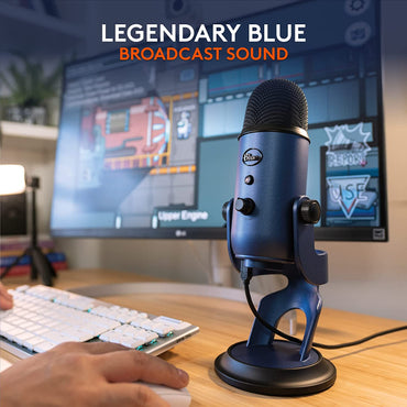 Logitech for Creators Blue Yeti USB Microphone - Versatile Studio and Condenser Mic for PC, Mac, Gaming, Recording, Streaming, and Podcasting with VO!CE Effects and 4 Pickup Patterns - Midnight Blue
