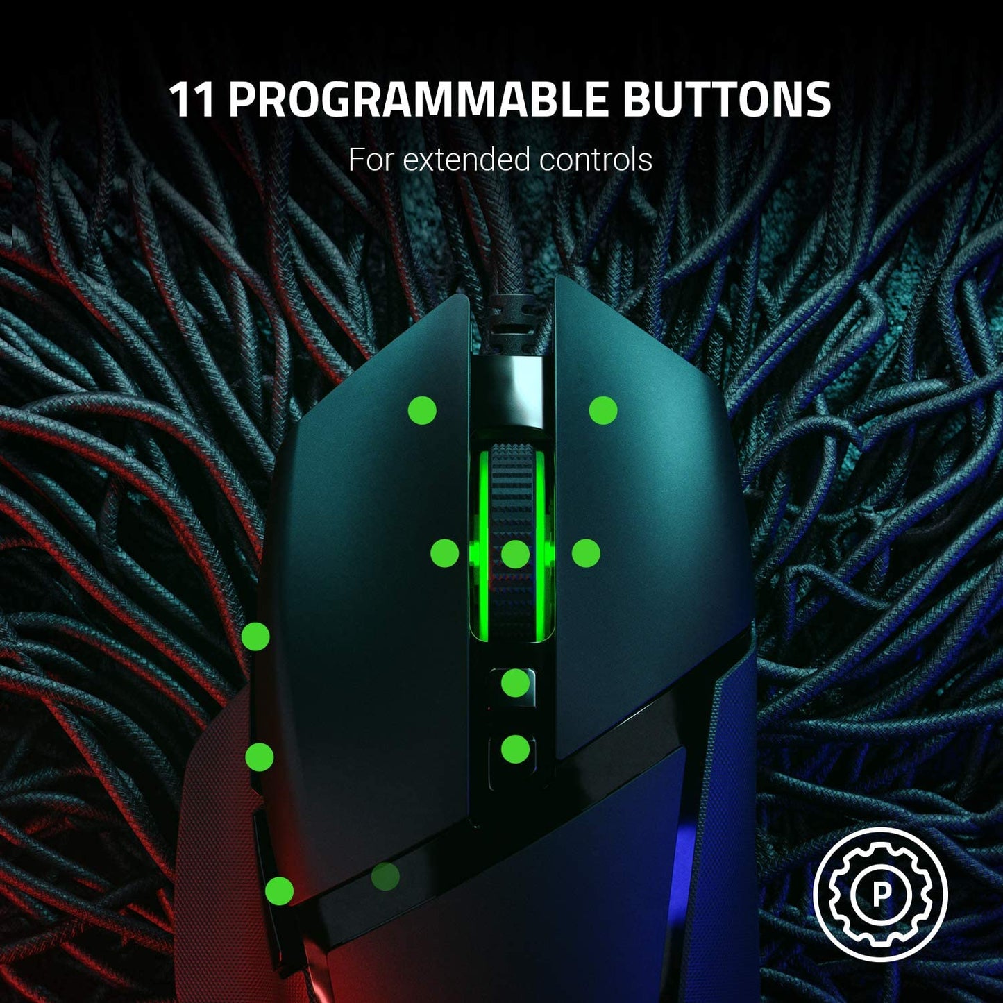 Razer Basilisk V2 Wired Gaming Mouse - 20,000 DPI Optical Sensor, High-Speed Switch, Chroma RGB Lighting, 11 Programmable Buttons, Classic Black