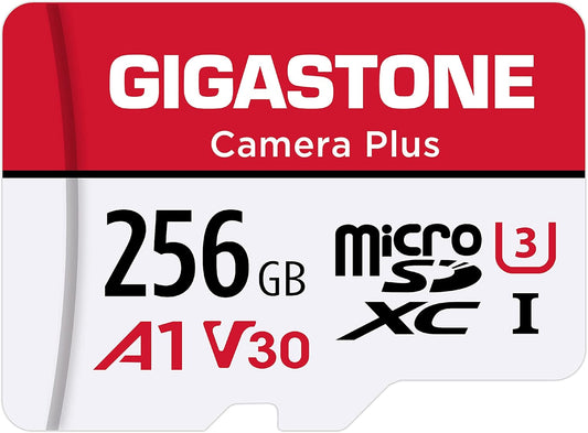 Gigastone 256GB Camera Plus Series Memory Card - Up to 100MB/s Read Speed, Perfect for Full HD Video with GoPro, Drones, and Android Cameras, A1 Micro SDXC Card with Mini Case and SD Adapter