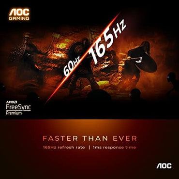 AOC C32G2 32" Curved Frameless Gaming Monitor FHD, 1500R Curved VA, 1Ms, 165Hz, Freesync, Height Adjustable, 3-Year Zero Dead Pixel Policy, Black