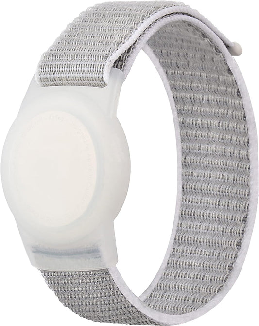 Kids Wristband Compatible with Apple Airtag, Protective Case for Air Tag GPS Tracker Holder with Nylon Bracelet, Adjustable anti Lost Watch Band for Toddler Child Elder(Grey)