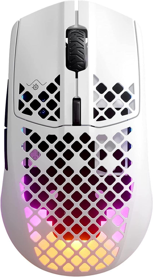 SteelSeries Aerox 3 Wireless Gaming Mouse - Ultra-Lightweight, Water-Resistant Design with RGB Lighting and 18K DPI TrueMove Air Optical Sensor - Snow Edition