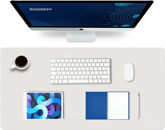 K KNODEL Premium Large Leather Desk Mat for Office Use, Mouse and Keyboard Pad, Computer and Laptop Protector, Writing Blotter (31.5" x 15.7", White)