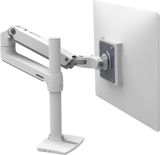 Ergotron LX Single Monitor Desk Mount Arm for Flat and Curved Ultrawide Displays up to 34 Inches, 7 to 25 lbs, VESA 75x75mm or 100x100mm, Tall Pole, White