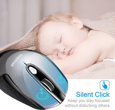 Leadsail Wireless Slim Mouse for Laptop - 2.4GHz Portable Cordless Design with 6 Buttons, Low Noise, Compatible with Windows and Mac Systems