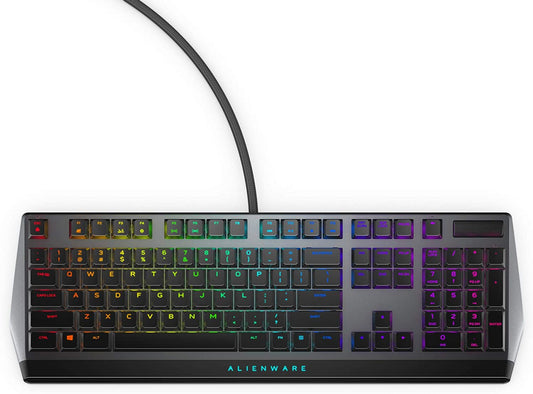 Alienware AW510K Low-Profile RGB Gaming Keyboard with Per-Key RGB LED Backlighting, Media Controls, USB Passthrough, and Cherry MX Low Profile Red Switches