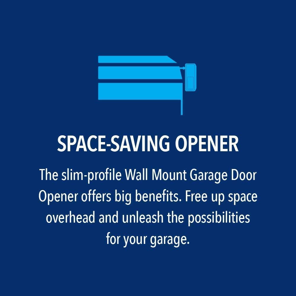 Chamberlain Smart Garage Door Opener - Wall Mounted - Myq Smartphone Controlled - Ultra Quiet Space Saving Direct Drive, Model RJO20, Black