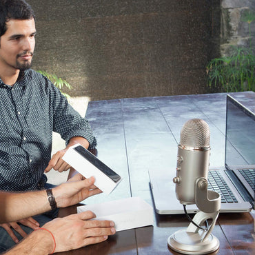 Blue Yeti USB Condenser Microphone for Professional Recording, Streaming, Gaming, and Podcasting on PC and Mac with Blue VO!CE Effects, Adjustable Stand, and Plug-and-Play Capability - Slate