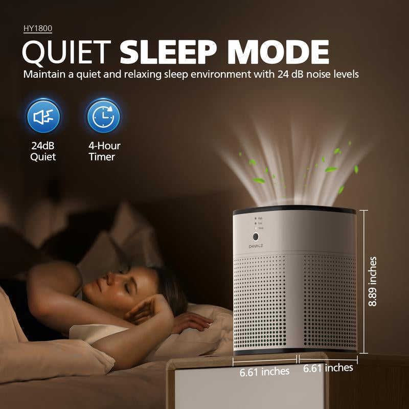 CHIVALZ 2-Pack Portable HEPA Air Purifiers for Home and Bedroom, Designed for Allergy Relief from Pets, Viruses, and Dust with 360° Air Intake System and Sleep Mode
