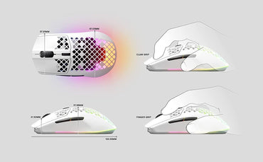 SteelSeries Aerox 3 Wireless Gaming Mouse - Ultra-Lightweight, Water-Resistant Design with RGB Lighting and 18K DPI TrueMove Air Optical Sensor - Snow Edition