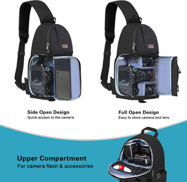 MOSISO Shockproof Camera Sling Bag for DSLR/SLR/Mirrorless Cameras with Tripod Holder and Removable Modular Inserts, Compatible with Canon, Nikon, Sony, and Fuji