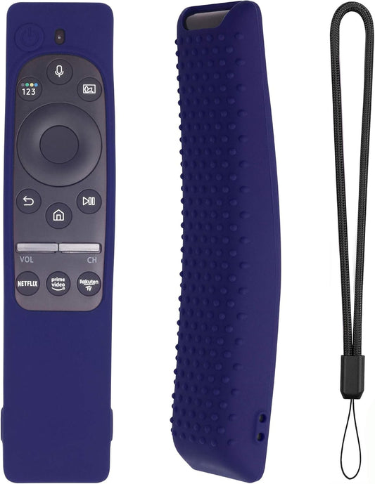 High-Quality Silicone Protective Cover for BN59 Series Smart TV Remote Controllers, Compatible with BN59-01312A and BN59-01274A, Featuring Lanyard - Midnight Blue