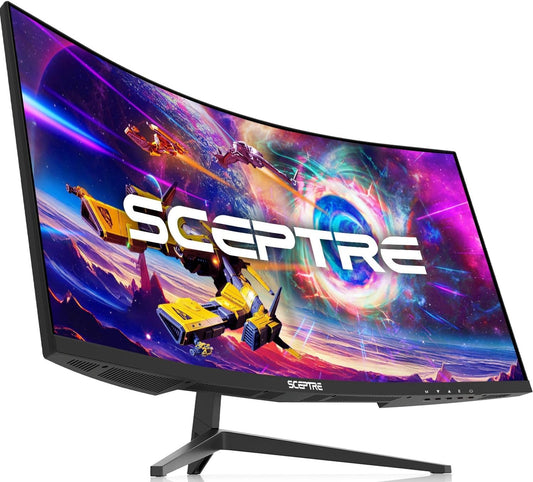 Sceptre 30-Inch Curved Ultra Wide Gaming Monitor, 21:9 Aspect Ratio, 2560x1080 Resolution, 200Hz Refresh Rate, HDMI and DisplayPort Connectivity, Built-In Speakers, Metal Black (Model C305B-200UN1)