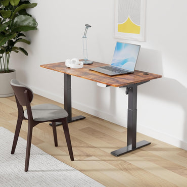 FEZIBO Height Adjustable Electric Standing Desk, 48" x 24" Rustic Brown Sit-Stand Home Office Computer Desk