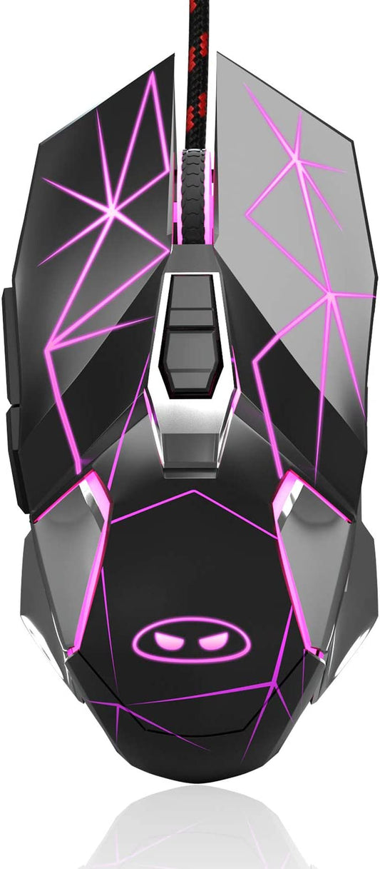 Magegee G10 Wired Gaming Mouse with 7-Color LED Backlighting, 6 Adjustable DPI Settings, Ergonomic Design, and 7 Programmable Buttons for PC Gamers