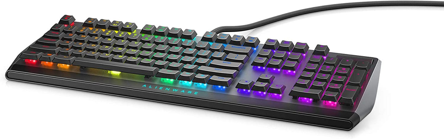 Alienware AW510K Low-Profile RGB Gaming Keyboard with Per-Key RGB LED Backlighting, Media Controls, USB Passthrough, and Cherry MX Low Profile Red Switches