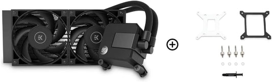 EK AIO Basic 240mm All-In-One Liquid CPU Cooler with EK-Vardar High-Performance PWM Fans, Compatible with Intel 115X/1200/2066 and AMD AM4