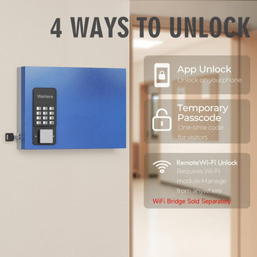 Wehere 16-Key Wall-Mounted Lock Box, Smart Key Cabinet with Key Tags, Bluetooth App Control, OTP & Password Unlock, Wi-Fi Remote Access (Bridge Sold Separately), Steel Key Safe for Office and Home Use