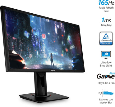 ASUS VG248QG 24-Inch G-SYNC Gaming Monitor, 165Hz, 1080P, 0.5ms Response Time, Eye Care Technology, DisplayPort, HDMI, DVI, Black