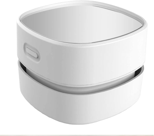 ODISTAR Cordless Mini Desktop Vacuum Cleaner with 360º Rotatable Design, Energy Efficient and Long-Lasting Battery Life for Home, Office, and School Use (White AA Battery)