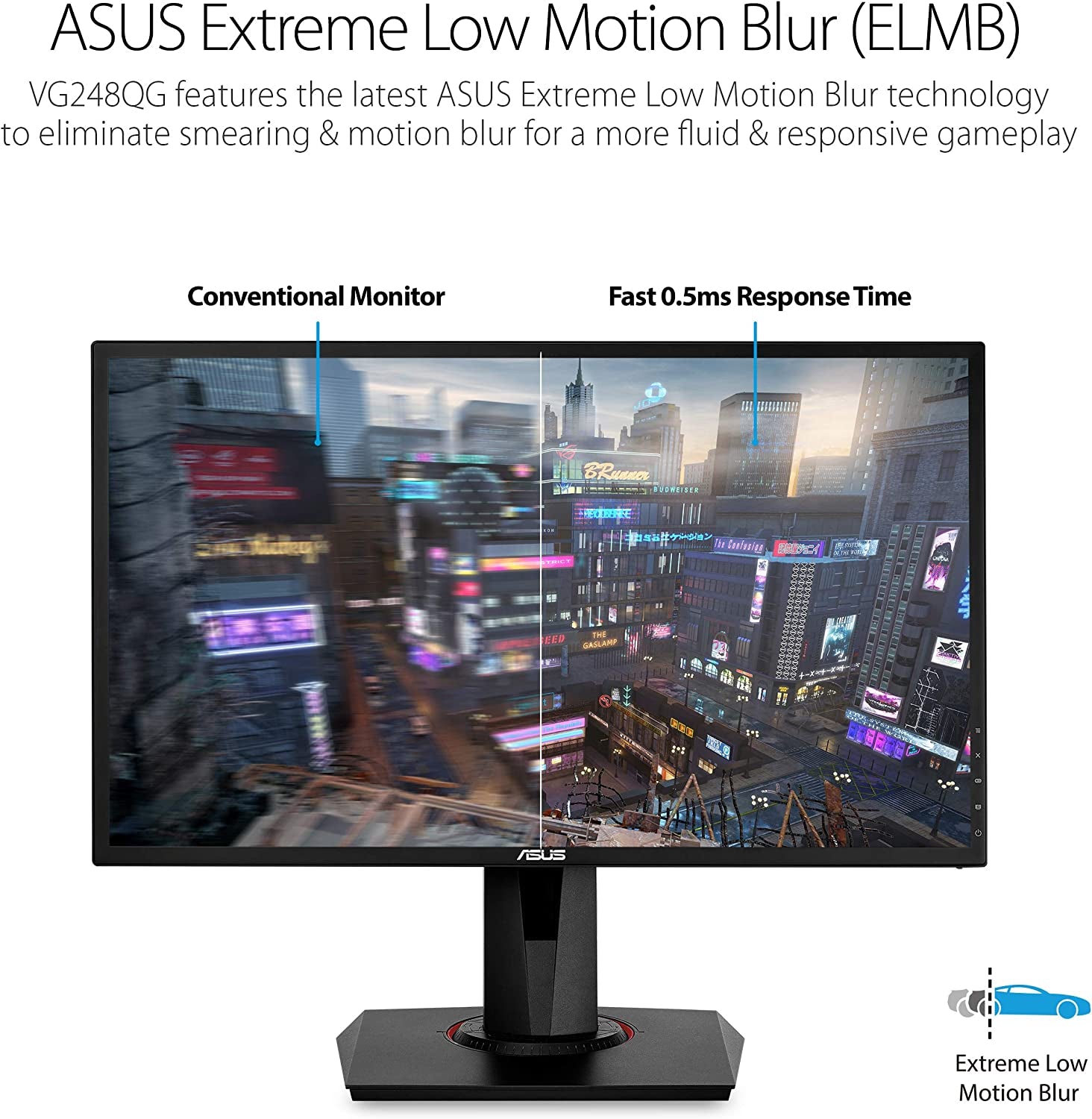 ASUS VG248QG 24-Inch G-SYNC Gaming Monitor, 165Hz, 1080P, 0.5ms Response Time, Eye Care Technology, DisplayPort, HDMI, DVI, Black