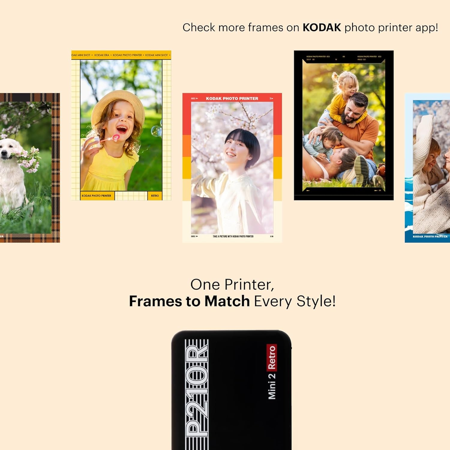 KODAK Mini 2 Retro 4PASS Portable Photo Printer (2.1X3.4 Inches) + 8 Sheets, White