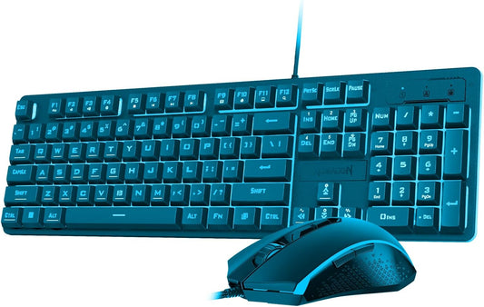 Redragon Wired Mechanical Gaming Keyboard and Mouse Combo with RGB LED Backlighting and 3200 DPI Mouse for Windows PC (Blue)