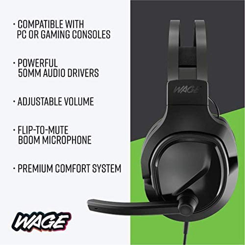 Wage Pro Universal Gaming Headset in Black and Green (Model WMAGY-N080)