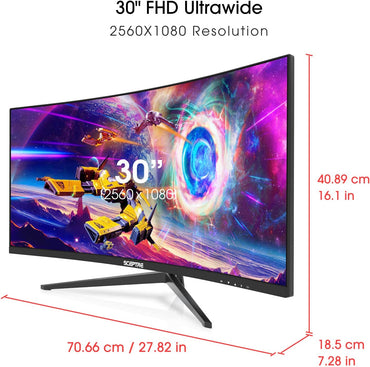 Sceptre 30-Inch Curved Ultra Wide Gaming Monitor, 21:9 Aspect Ratio, 2560x1080 Resolution, 200Hz Refresh Rate, HDMI and DisplayPort Connectivity, Built-In Speakers, Metal Black (Model C305B-200UN1)