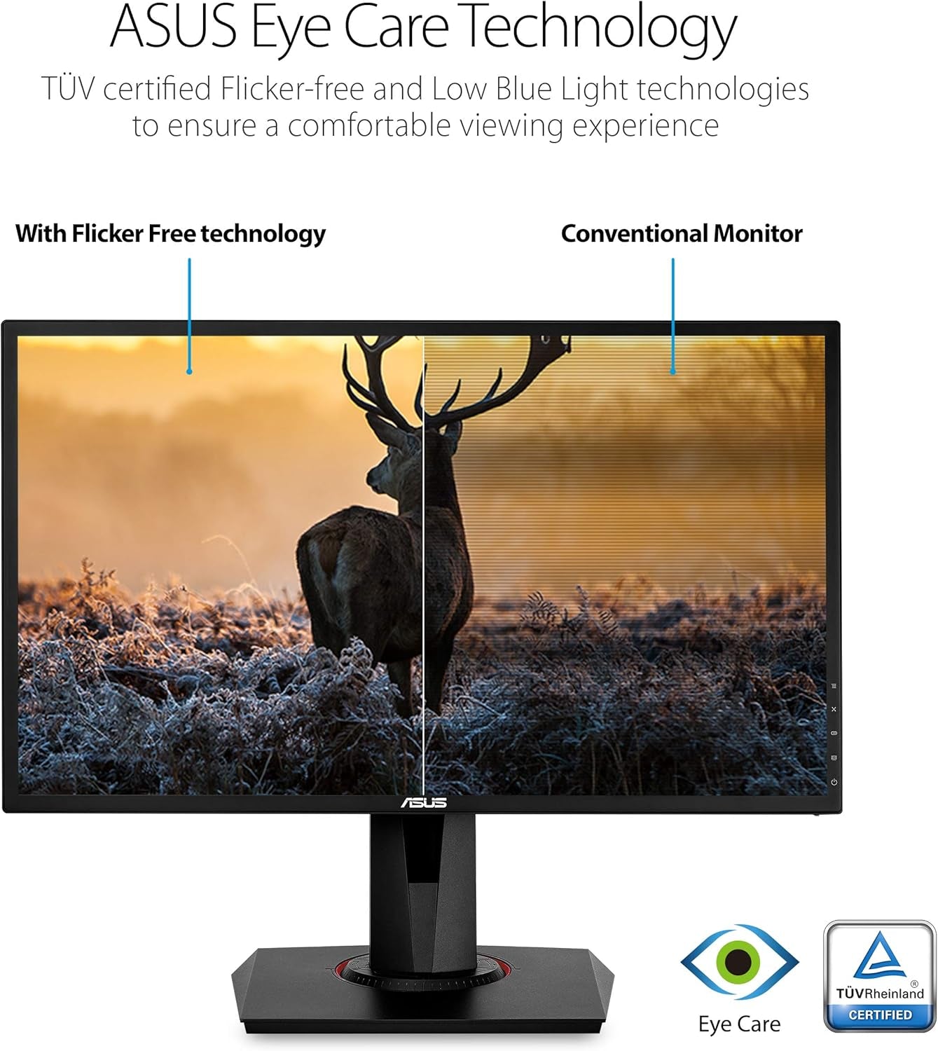 ASUS VG248QG 24-Inch G-SYNC Gaming Monitor, 165Hz, 1080P, 0.5ms Response Time, Eye Care Technology, DisplayPort, HDMI, DVI, Black