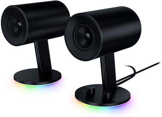 Razer Nommo Chroma 2.0 PC Gaming Speakers - Custom Woven 3" Glass Fiber Drivers, Rear-Facing Bass Ports, Adjustable Bass Control with Automatic Gain, Chroma Enabled, Black