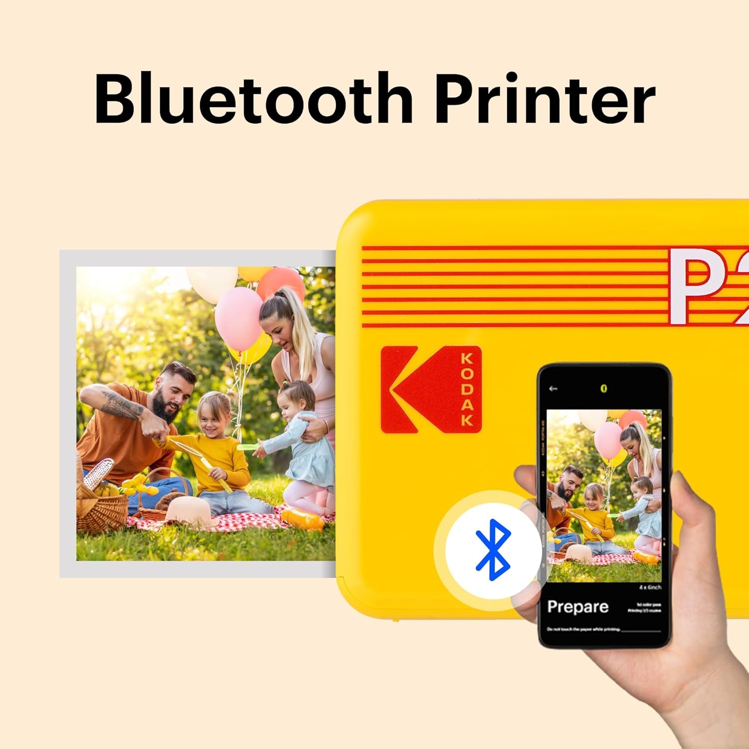 KODAK Mini 2 Retro 4PASS Portable Photo Printer (2.1X3.4 Inches) + 8 Sheets, White