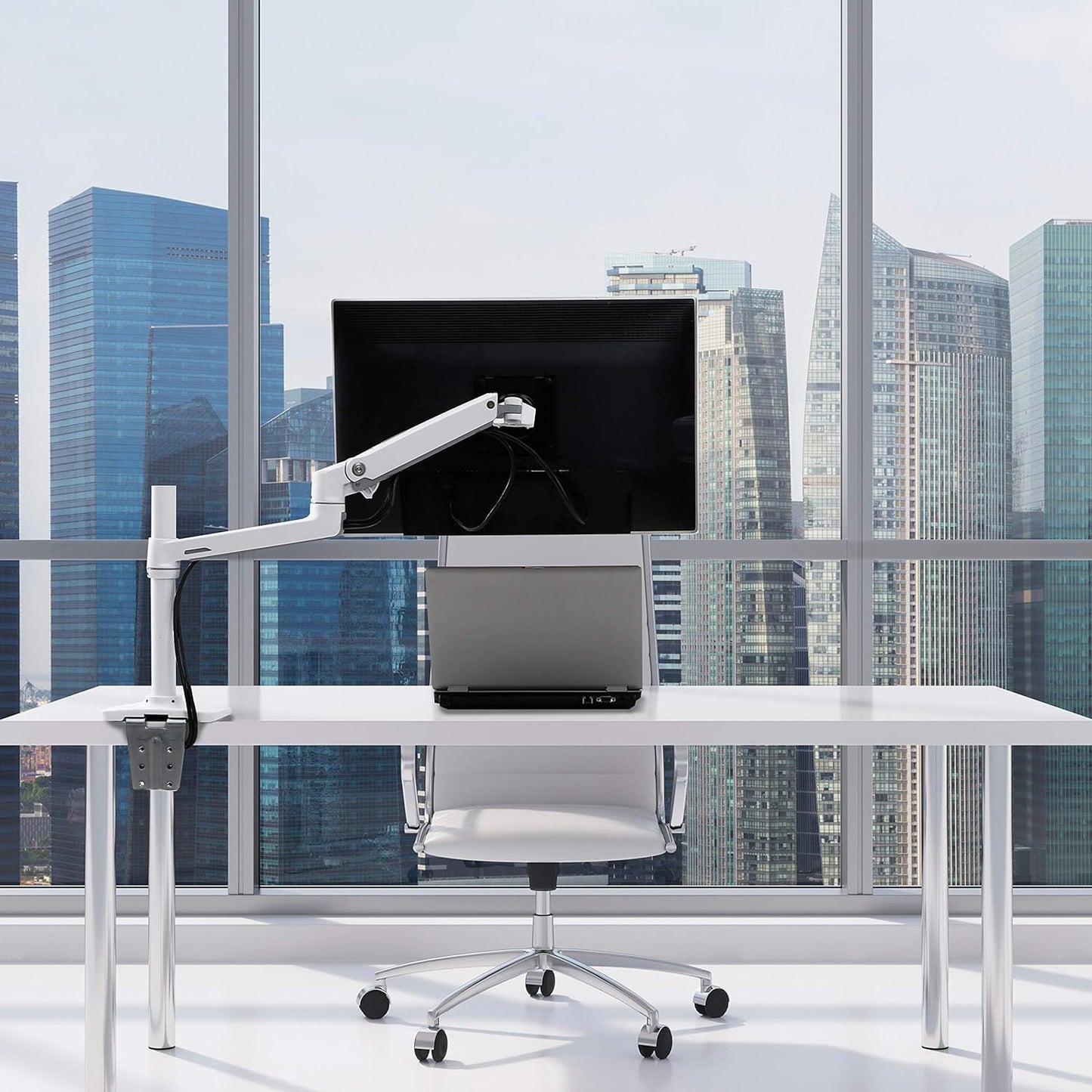 Ergotron LX Single Monitor Desk Mount Arm for Flat and Curved Ultrawide Displays up to 34 Inches, 7 to 25 lbs, VESA 75x75mm or 100x100mm, Tall Pole, White