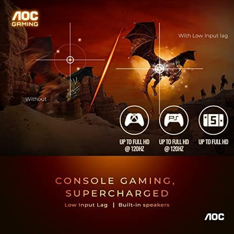 AOC C32G2 32" Curved Frameless Gaming Monitor FHD, 1500R Curved VA, 1Ms, 165Hz, Freesync, Height Adjustable, 3-Year Zero Dead Pixel Policy, Black