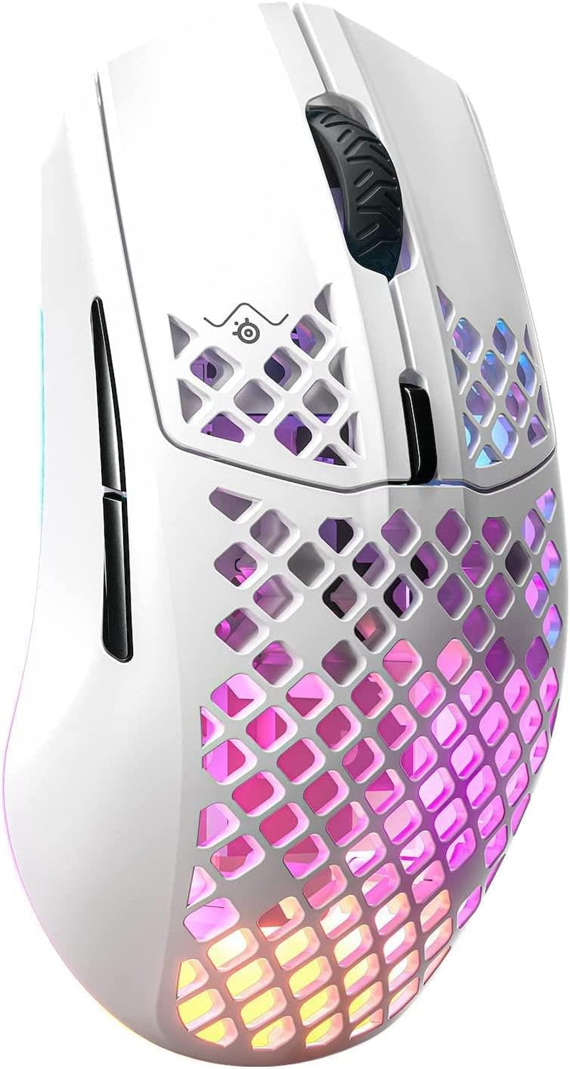 SteelSeries Aerox 3 Wireless Gaming Mouse - Ultra-Lightweight, Water-Resistant Design with RGB Lighting and 18K DPI TrueMove Air Optical Sensor - Snow Edition