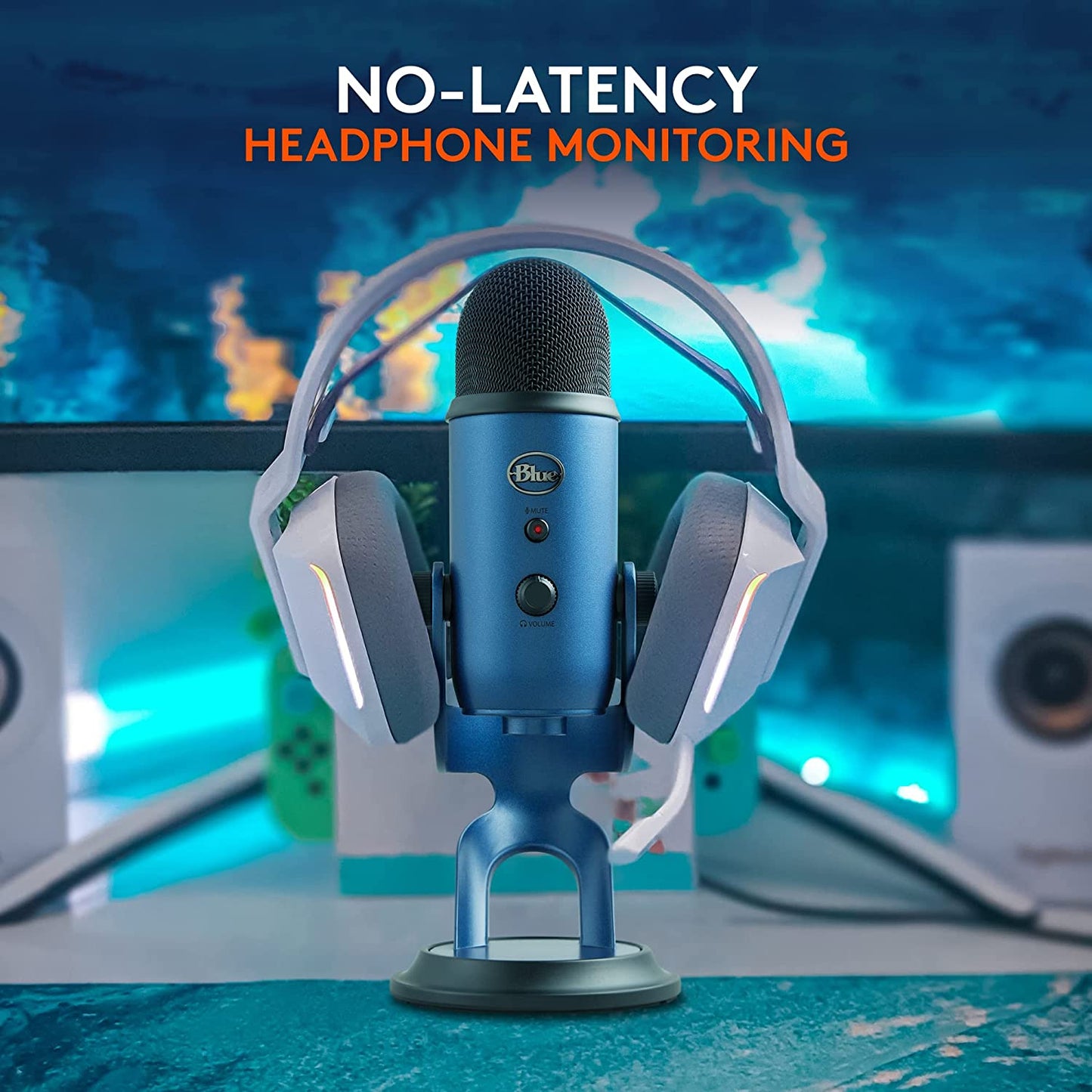 Logitech for Creators Blue Yeti USB Microphone - Versatile Studio and Condenser Mic for PC, Mac, Gaming, Recording, Streaming, and Podcasting with VO!CE Effects and 4 Pickup Patterns - Midnight Blue