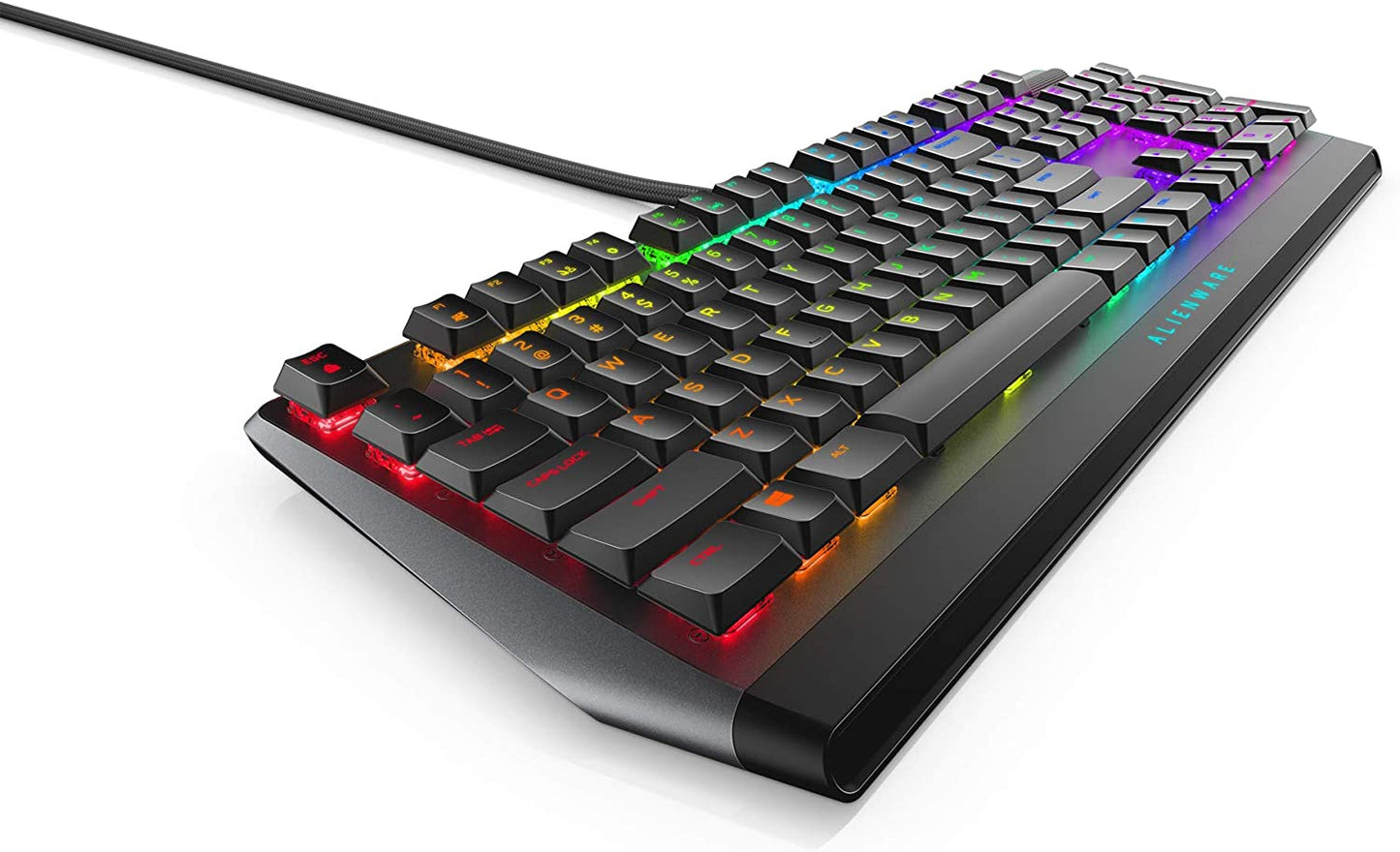 Alienware AW510K Low-Profile RGB Gaming Keyboard with Per-Key RGB LED Backlighting, Media Controls, USB Passthrough, and Cherry MX Low Profile Red Switches