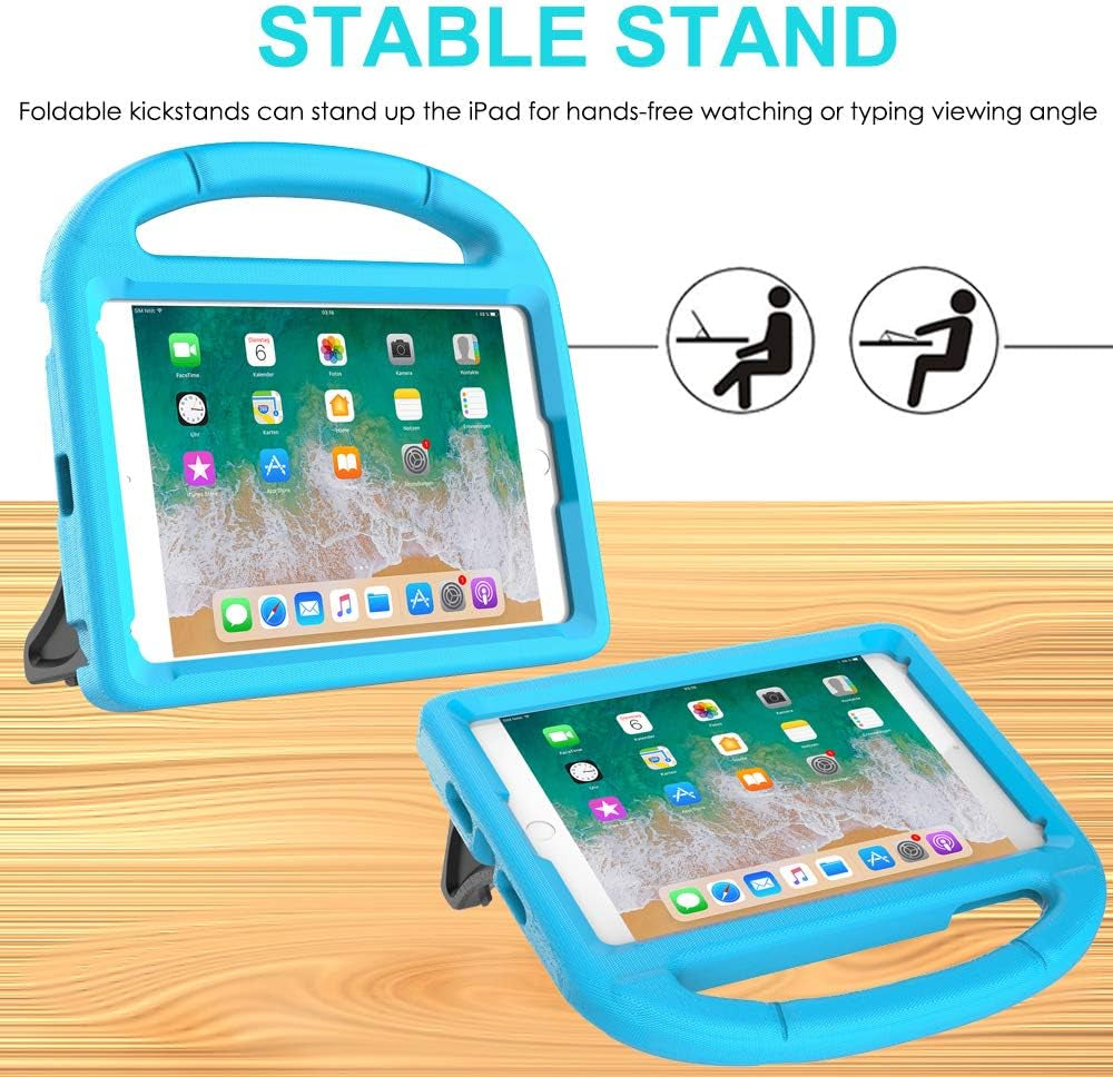 SUPLIK Kids Case for Ipad Mini 5/4/3/2/1 (7.9"), Durable Shockproof Protective Handle Bumper Stand Cover with 2*Screen Protectors for 7.9 Inch Apple Ipad Mini 5Th/4Th/3Rd/2Nd/1St Generation, Blue