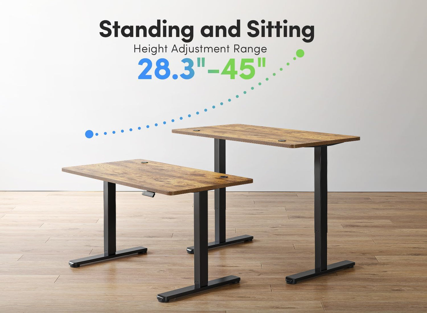 FEZIBO Height Adjustable Electric Standing Desk, 48" x 24" Rustic Brown Sit-Stand Home Office Computer Desk