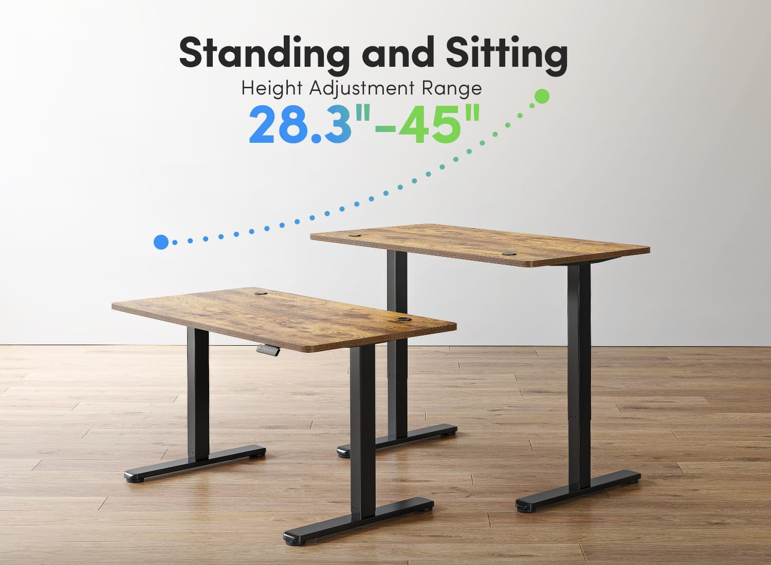 FEZIBO Height Adjustable Electric Standing Desk, 48" x 24" Rustic Brown Sit-Stand Home Office Computer Desk