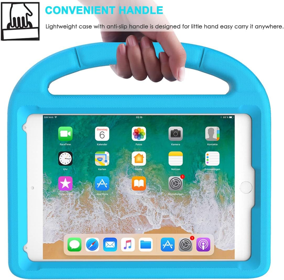 SUPLIK Kids Case for Ipad Mini 5/4/3/2/1 (7.9"), Durable Shockproof Protective Handle Bumper Stand Cover with 2*Screen Protectors for 7.9 Inch Apple Ipad Mini 5Th/4Th/3Rd/2Nd/1St Generation, Blue