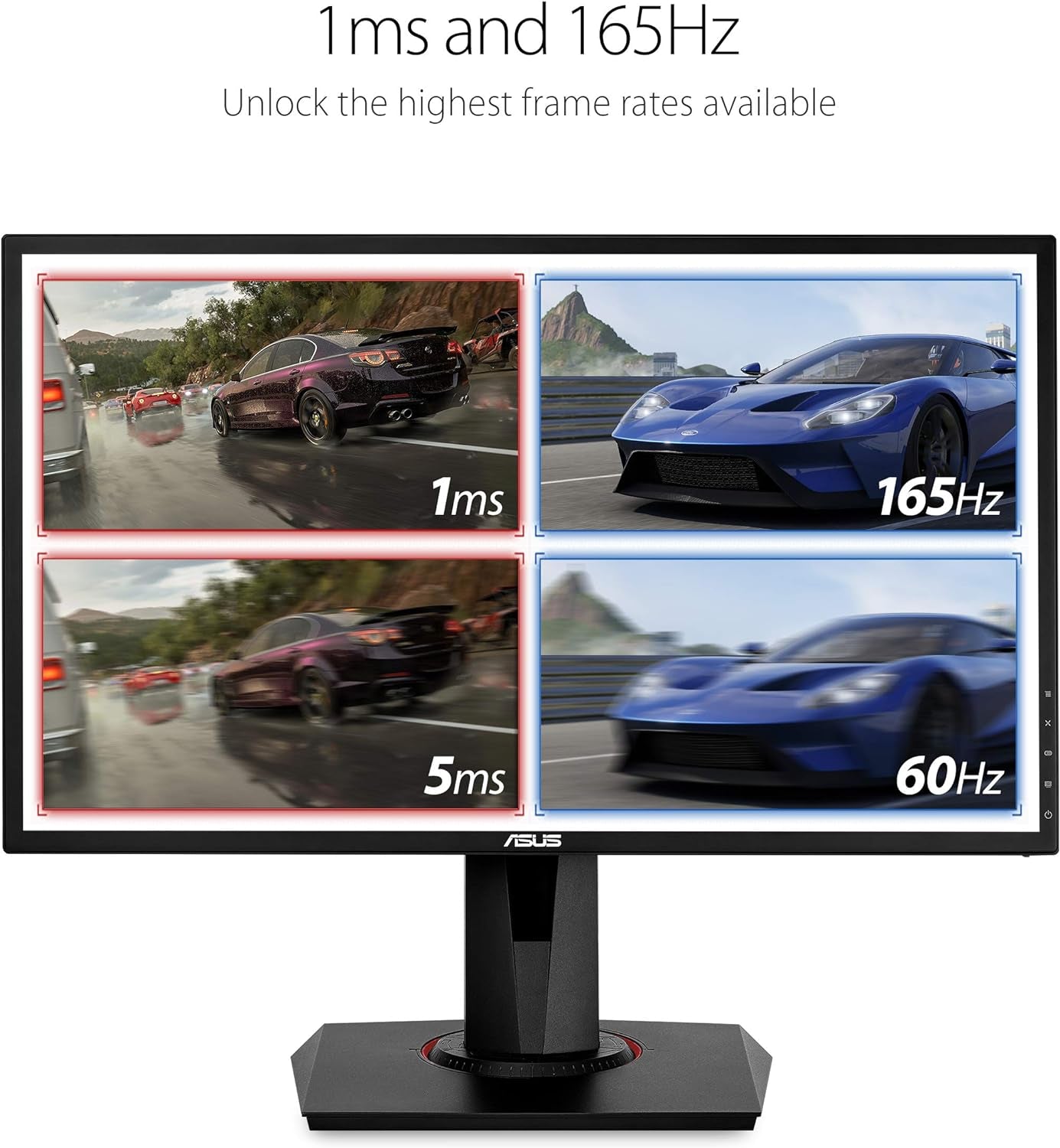 ASUS VG248QG 24-Inch G-SYNC Gaming Monitor, 165Hz, 1080P, 0.5ms Response Time, Eye Care Technology, DisplayPort, HDMI, DVI, Black