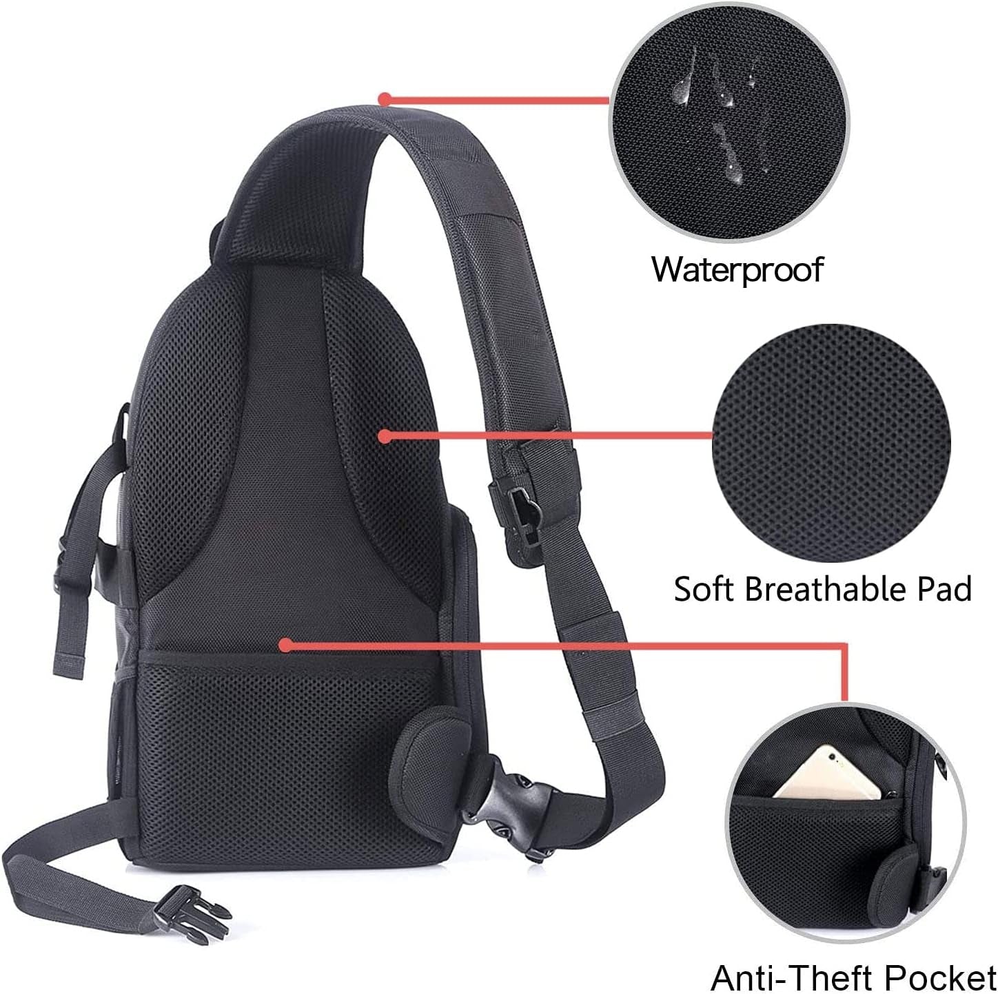 MOSISO Shockproof Camera Sling Bag for DSLR/SLR/Mirrorless Cameras with Tripod Holder and Removable Modular Inserts, Compatible with Canon, Nikon, Sony, and Fuji